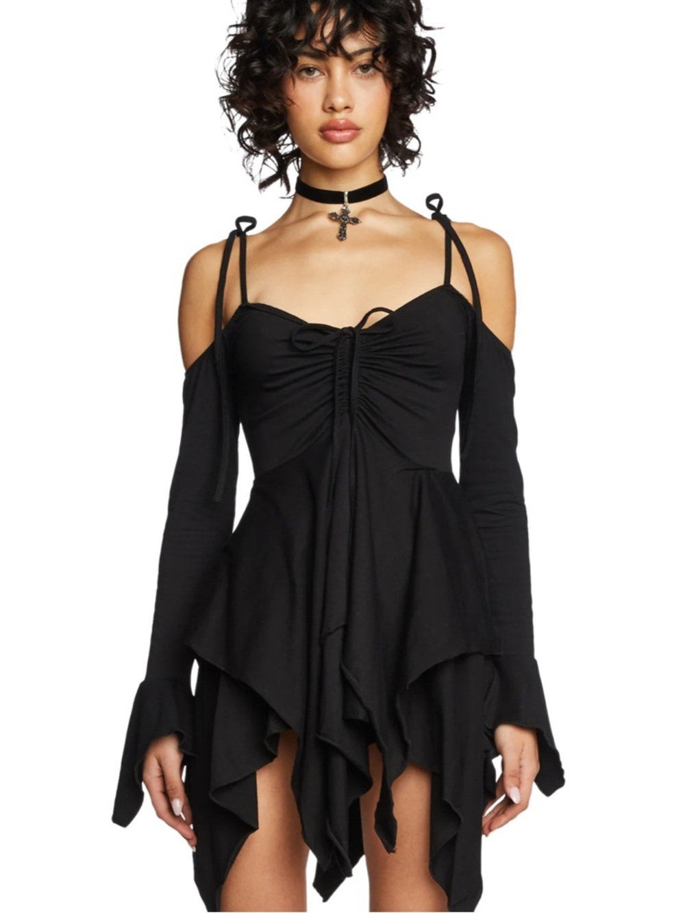 Current Mood F is For Fairies Handkerchief Dress Dolls Kill Large Black Goth